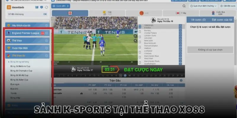 Sảnh K-SPORTS tại xo88 đem lại nhiều trải nghiệm thú vị